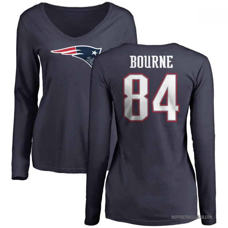 Kendrick Bourne Women's Navy New England Patriots Logo Slim Fit Long Sleeve T-Shirt -